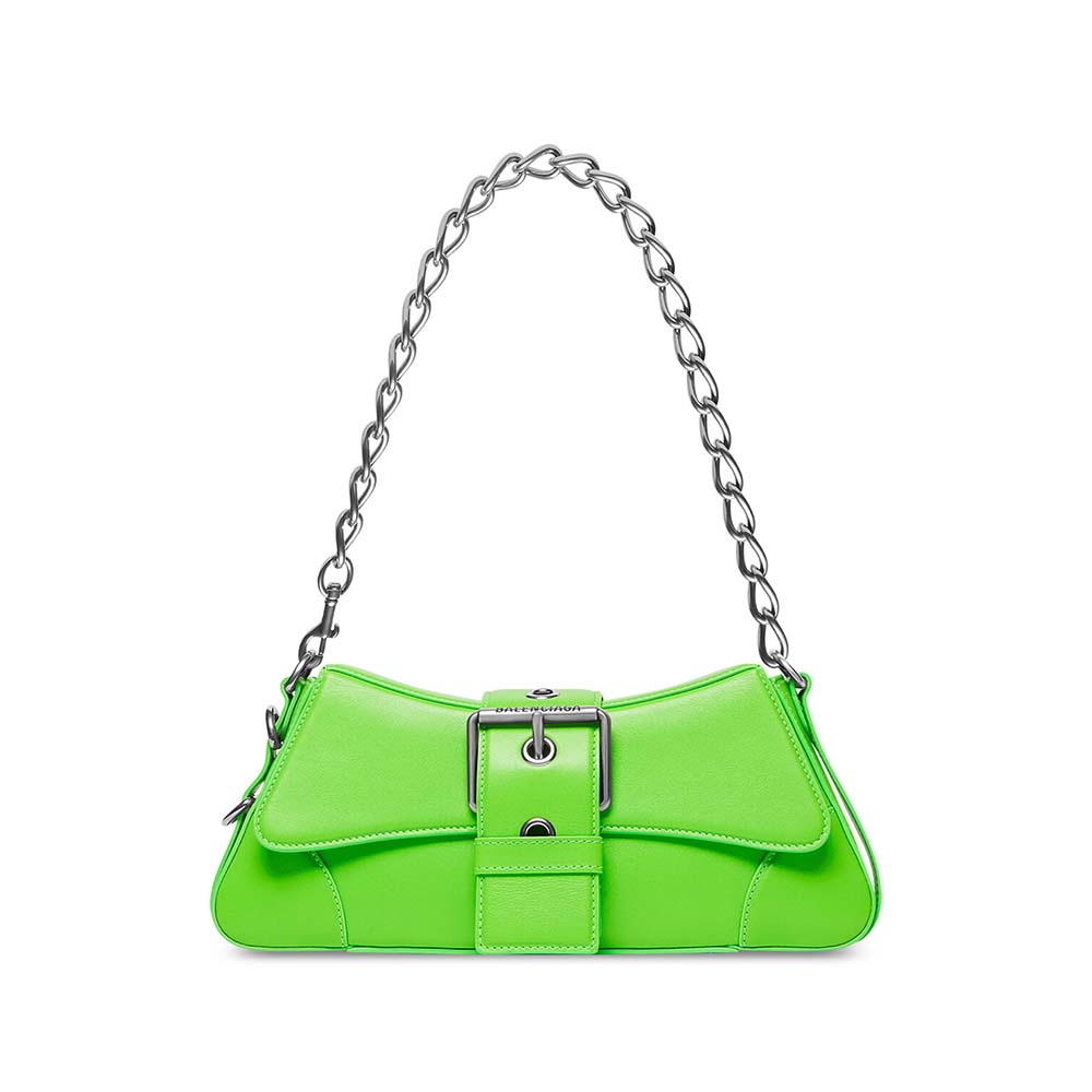 Front view of Balenciaga Women Lindsay Small Shoulder Bag Bright Green