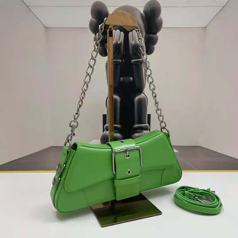 Balenciaga Women Lindsay Small Shoulder Bag With Strap in Bright Green Shiny Smooth Calfskin - image 4