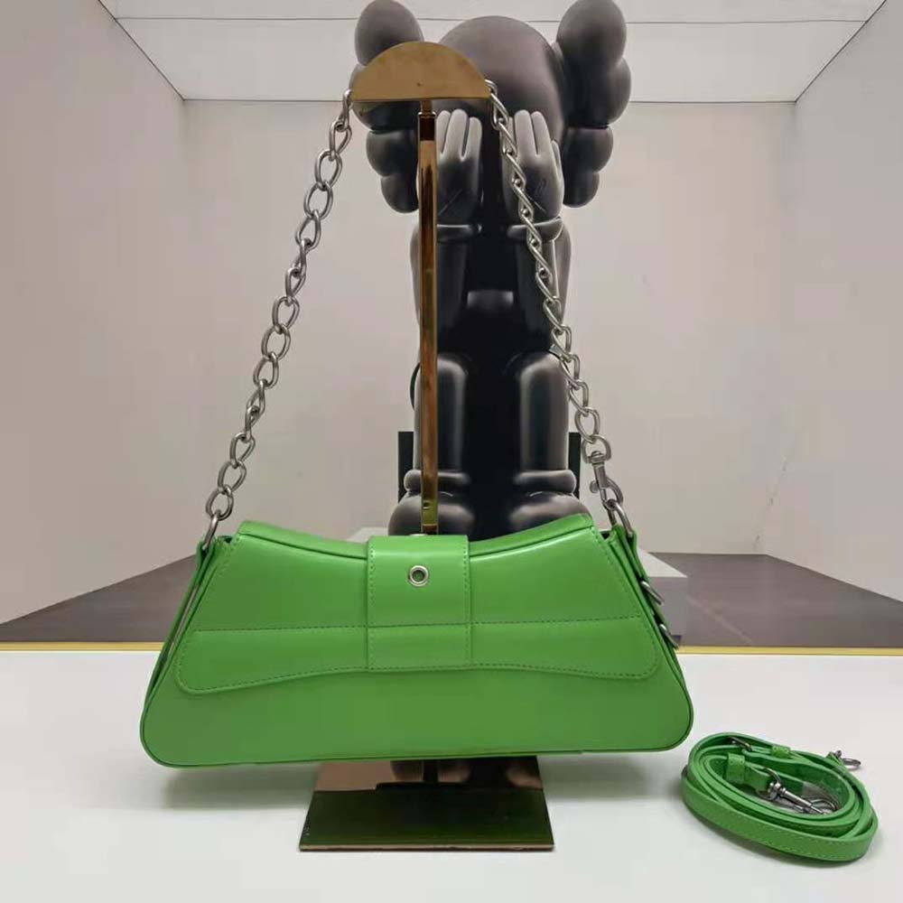 Side angle showing strap and smooth calfskin on Balenciaga Small Shoulder Bag