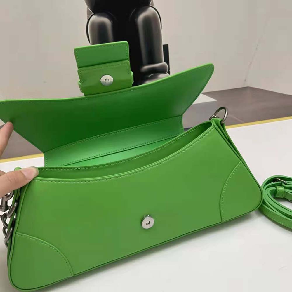 Balenciaga Women Lindsay Small Shoulder Bag With Strap in Bright Green Shiny Smooth Calfskin - image 7