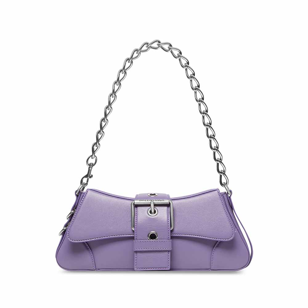 Front view of Balenciaga Women Lindsay Small Shoulder Bag in light purple calfskin