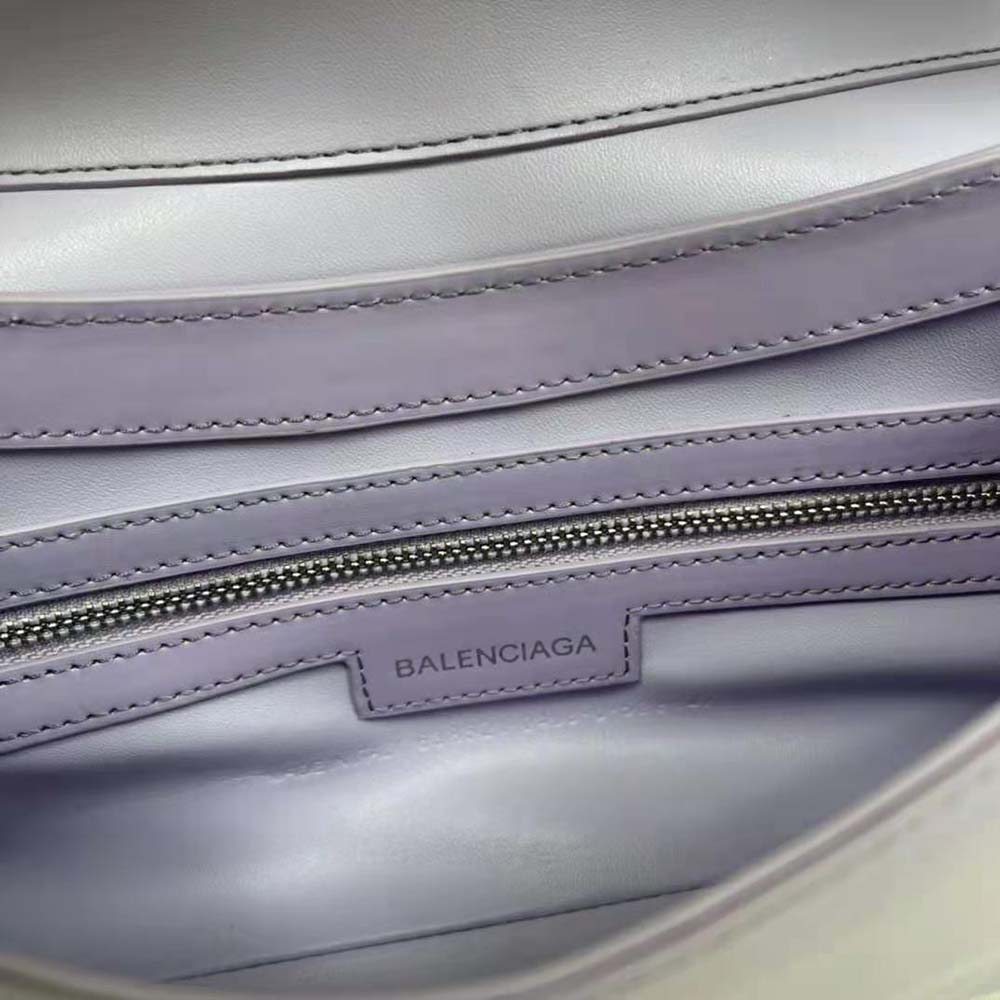 Balenciaga Women Lindsay Small Shoulder Bag With Strap in Light Purple Shiny Smooth Calfskin - image 10