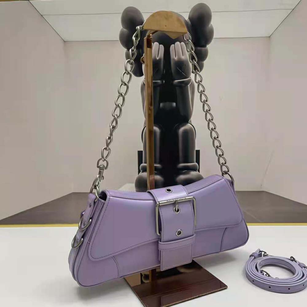 Balenciaga Women Lindsay Small Shoulder Bag With Strap in Light Purple Shiny Smooth Calfskin - image 4