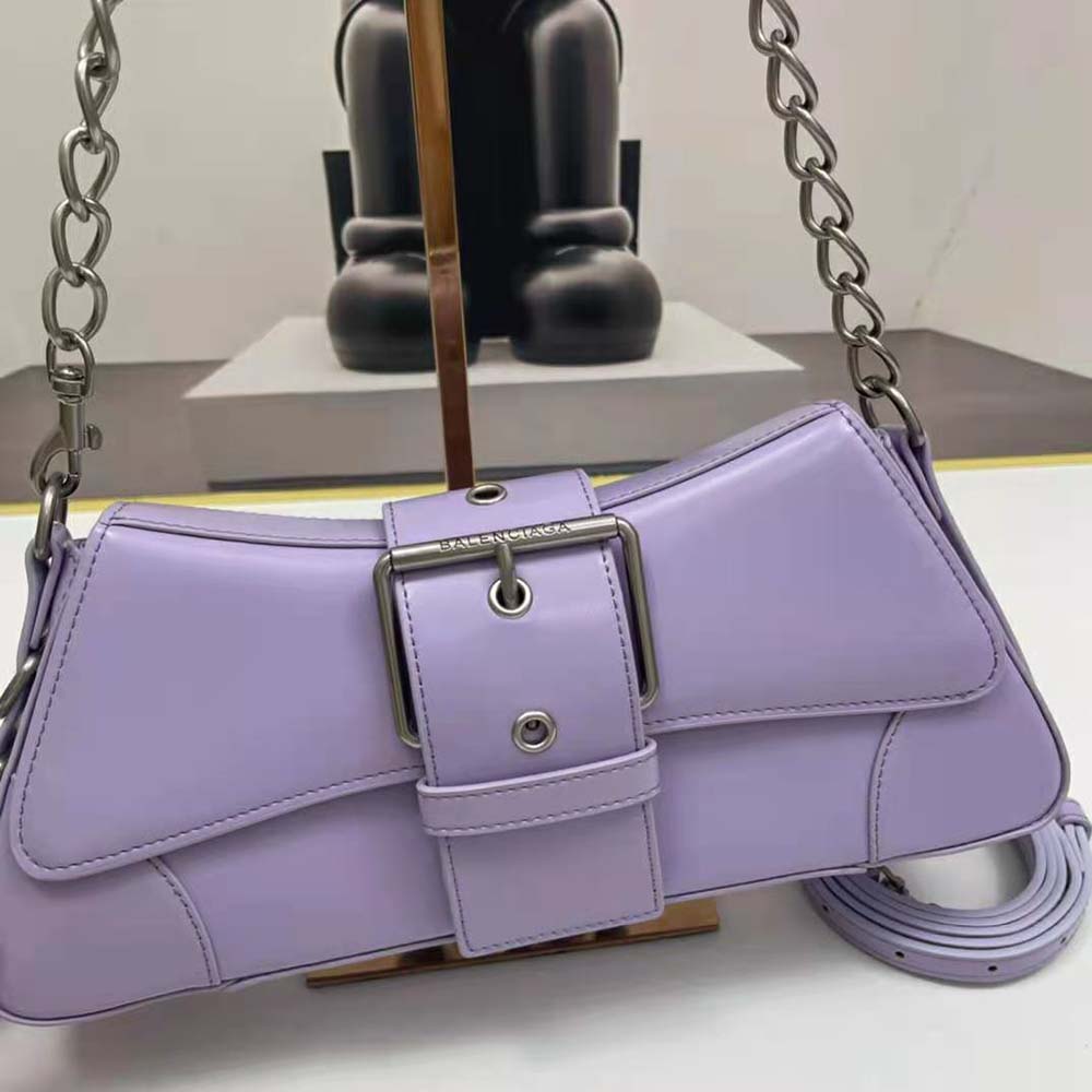 Balenciaga Women Lindsay Small Shoulder Bag With Strap in Light Purple Shiny Smooth Calfskin - image 7