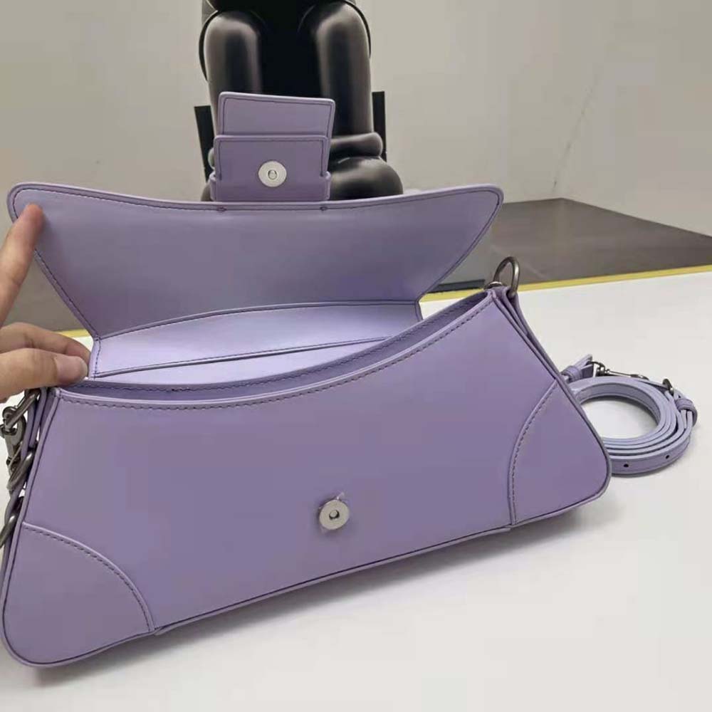 Balenciaga Women Lindsay Small Shoulder Bag With Strap in Light Purple Shiny Smooth Calfskin - image 8