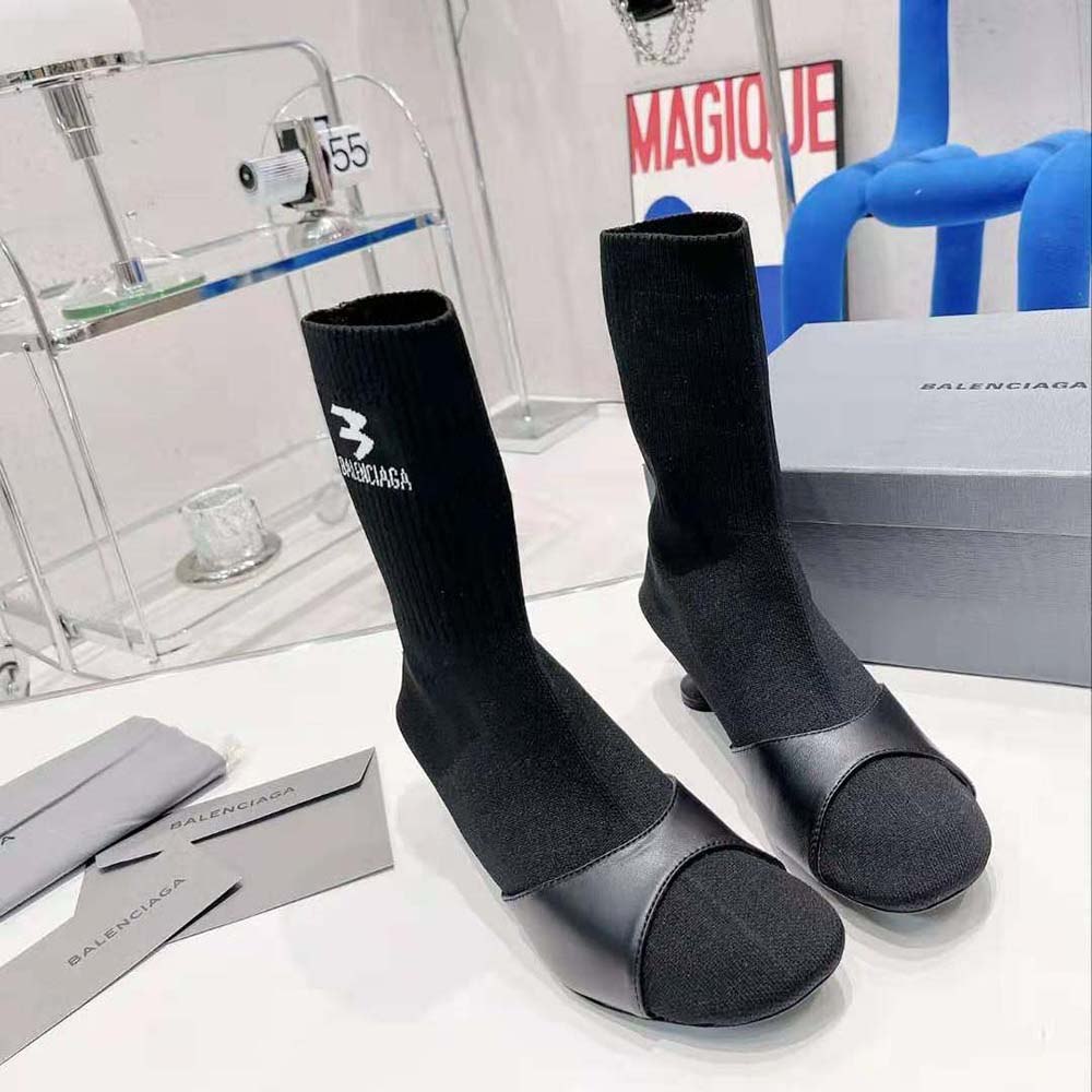 Close-up of heel and zipper detail on Balenciaga Women Sock 50mm Bootie