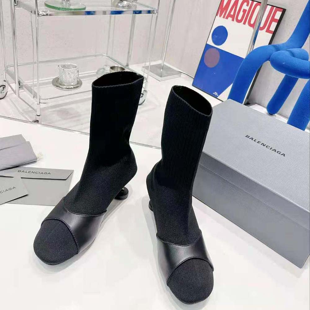 Front view of Balenciaga Women Sock 50mm Bootie highlighting sock silhouette