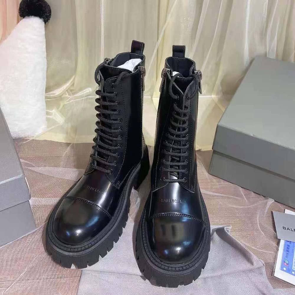 Balenciaga Women Tractor 20mm Lace-Up Boot in Black Smooth Calfskin - image 4