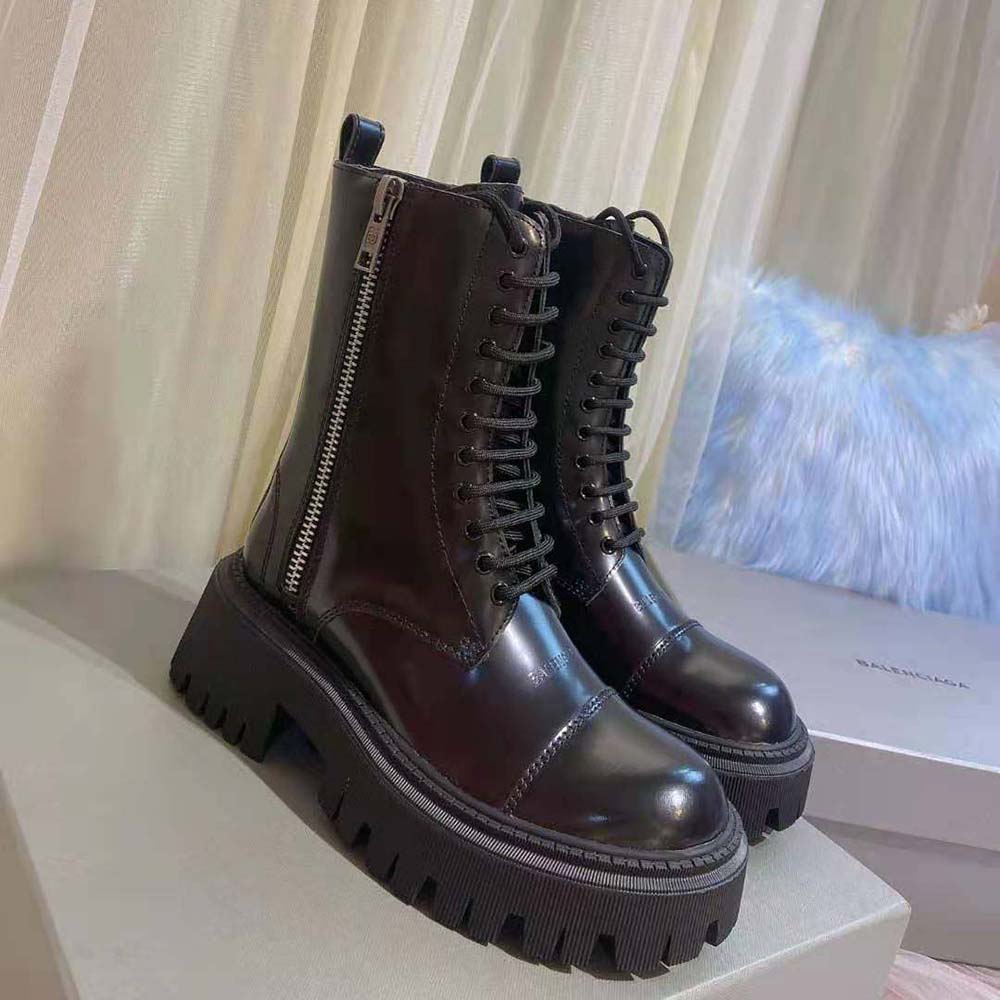 Balenciaga Women Tractor 20mm Lace-Up Boot in Black Smooth Calfskin - image 6