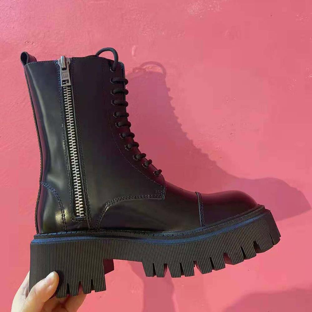 Balenciaga Women Tractor 20mm Lace-Up Boot in Black Smooth Calfskin - image 8
