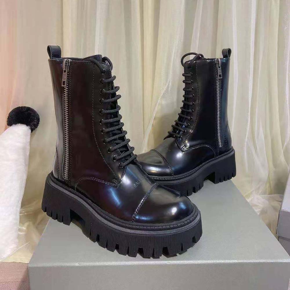 Outsole detail showing chunky tractor sole on Balenciaga women’s boot