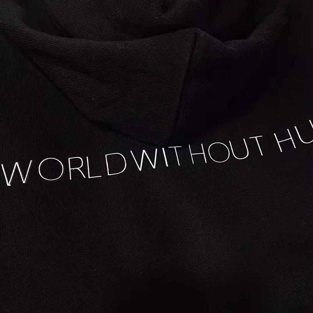Balenciaga Men WFP Hoodie Medium Fit in Black and White Medium Fleece - image 4