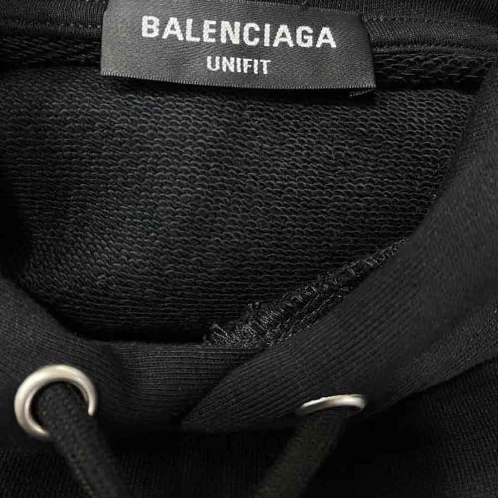 Balenciaga Men WFP Hoodie Medium Fit in Black and White Medium Fleece - image 7