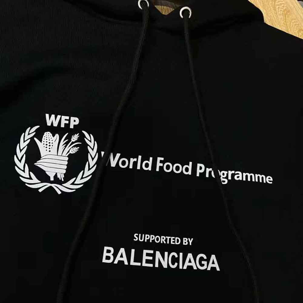 Balenciaga Men WFP Hoodie Medium Fit in Black and White Medium Fleece - image 6