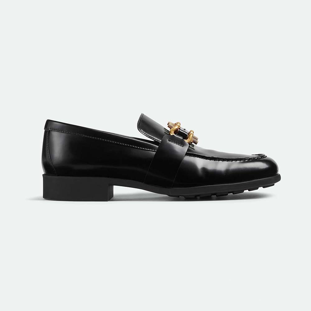 Side profile of Bottega Veneta Unisex Monsieur Loafer in Calfskin Leather-Black