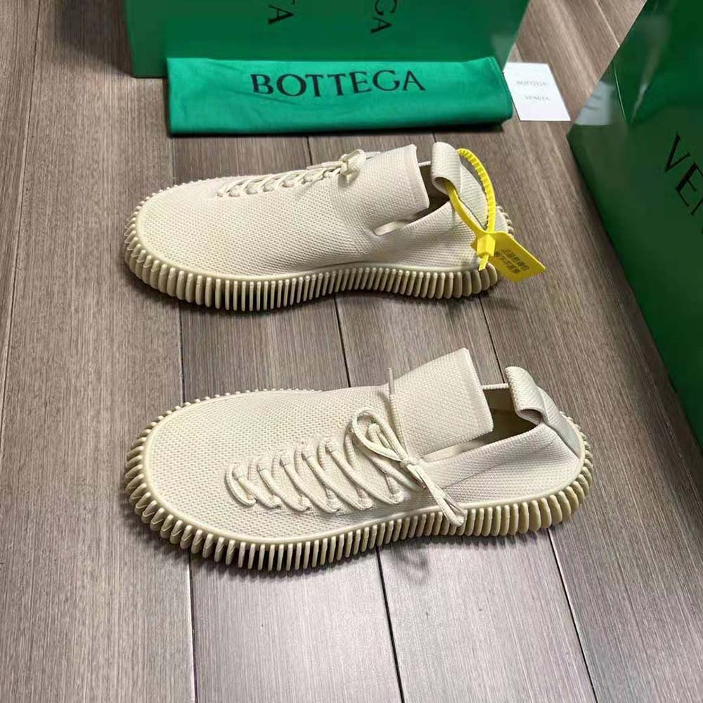 Bottega Veneta Unisex Ripple Tech Knit Lace-up Sneakers-Beige - image 4