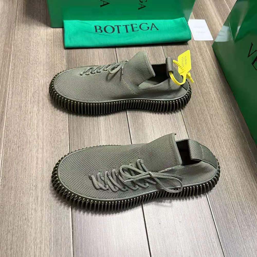 Bottega Veneta Unisex Ripple Tech Knit Lace-up Sneakers-Green - image 4