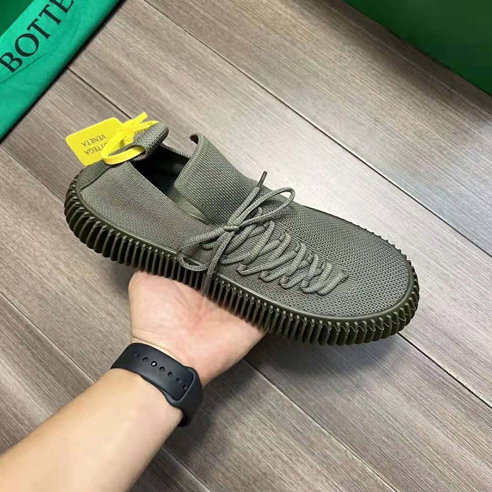 Bottega Veneta Unisex Ripple Tech Knit Lace-up Sneakers-Green - image 9
