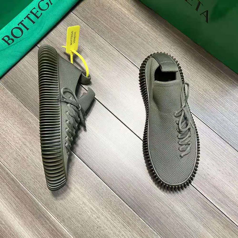 Bottega Veneta Unisex Ripple Tech Knit Lace-up Sneakers-Green - image 5