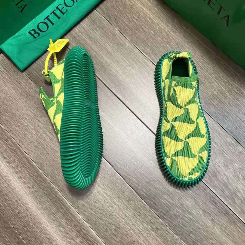 Bottega Veneta Unisex Ripple Wavy Triangle Tech Knit Slip-on Sneakers-Lime - image 9