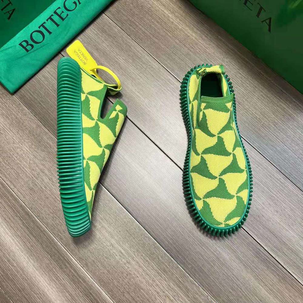 Bottega Veneta Unisex Ripple Wavy Triangle Tech Knit Slip-on Sneakers-Lime - image 8