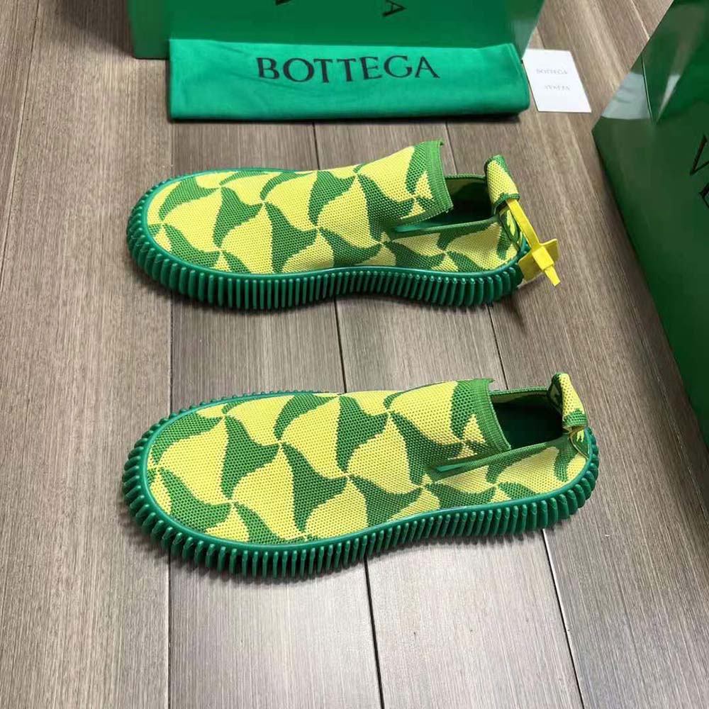 Bottega Veneta Unisex Ripple Wavy Triangle Tech Knit Slip-on Sneakers-Lime - image 4