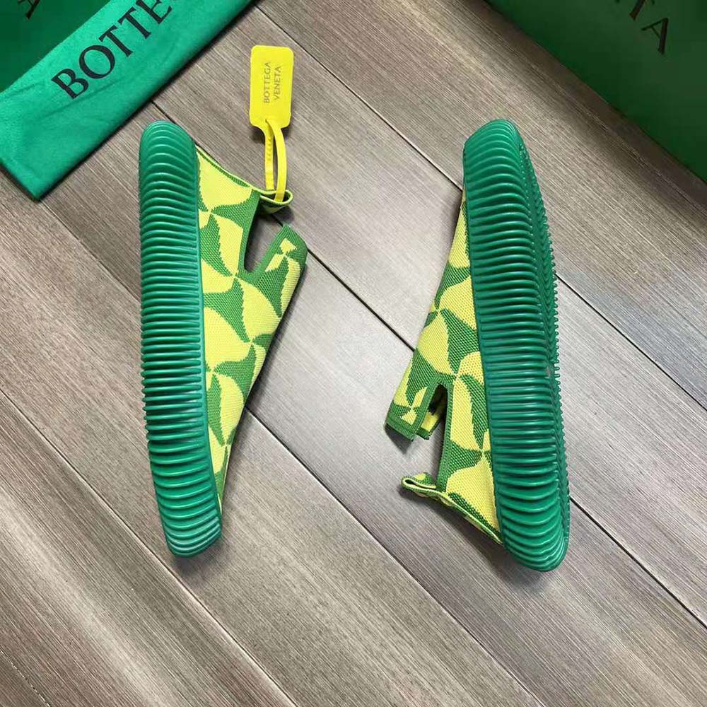 Bottega Veneta Unisex Ripple Wavy Triangle Tech Knit Slip-on Sneakers-Lime - image 7