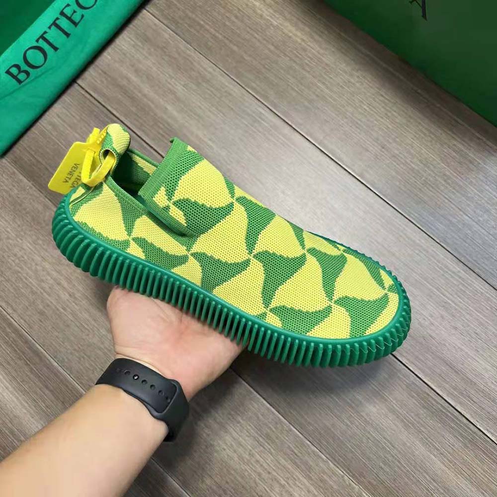 Bottega Veneta Unisex Ripple Wavy Triangle Tech Knit Slip-on Sneakers-Lime - image 6