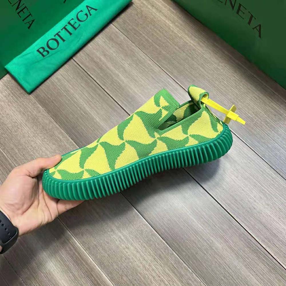 Bottega Veneta Unisex Ripple Wavy Triangle Tech Knit Slip-on Sneakers-Lime - image 5