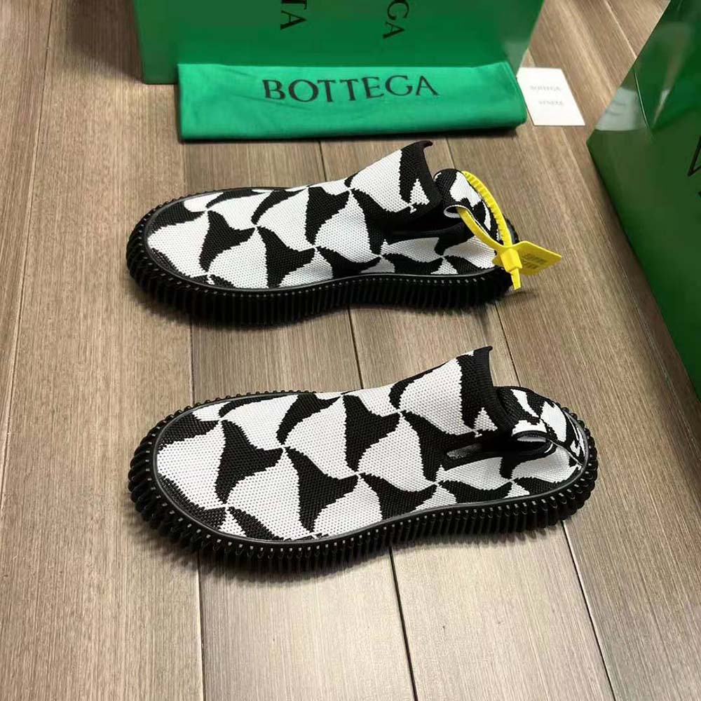 Bottega Veneta Unisex Ripple Wavy Triangle Tech Knit Slip-on Sneakers-Black - image 4