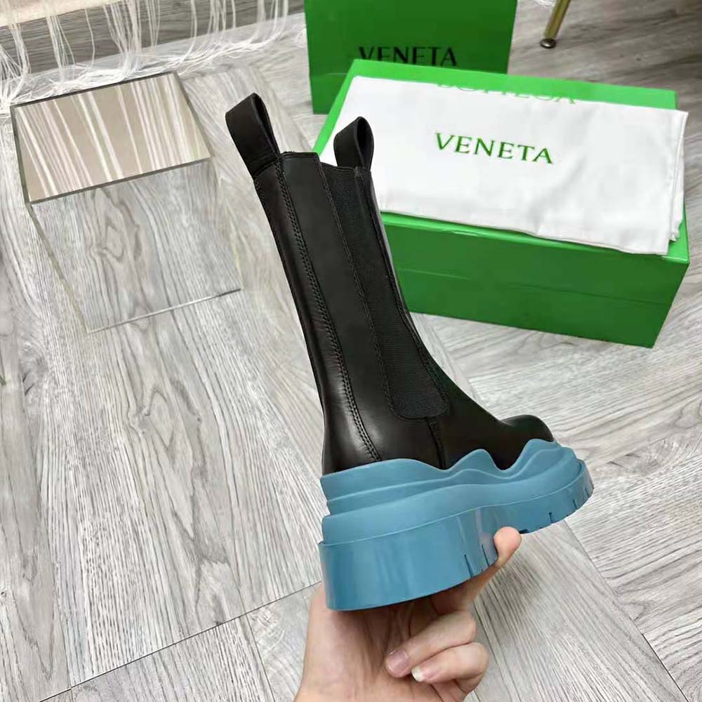 Bottega Veneta Unisex Tire Chelsea Boot in Vegetally-Tanned Leather-Blue - image 9