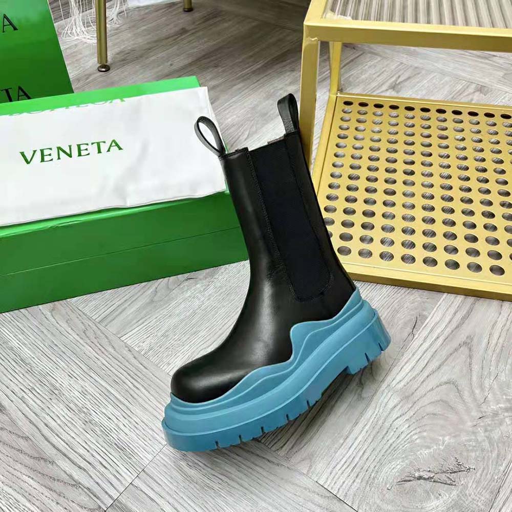 Bottega Veneta Unisex Tire Chelsea Boot in Vegetally-Tanned Leather-Blue - image 8