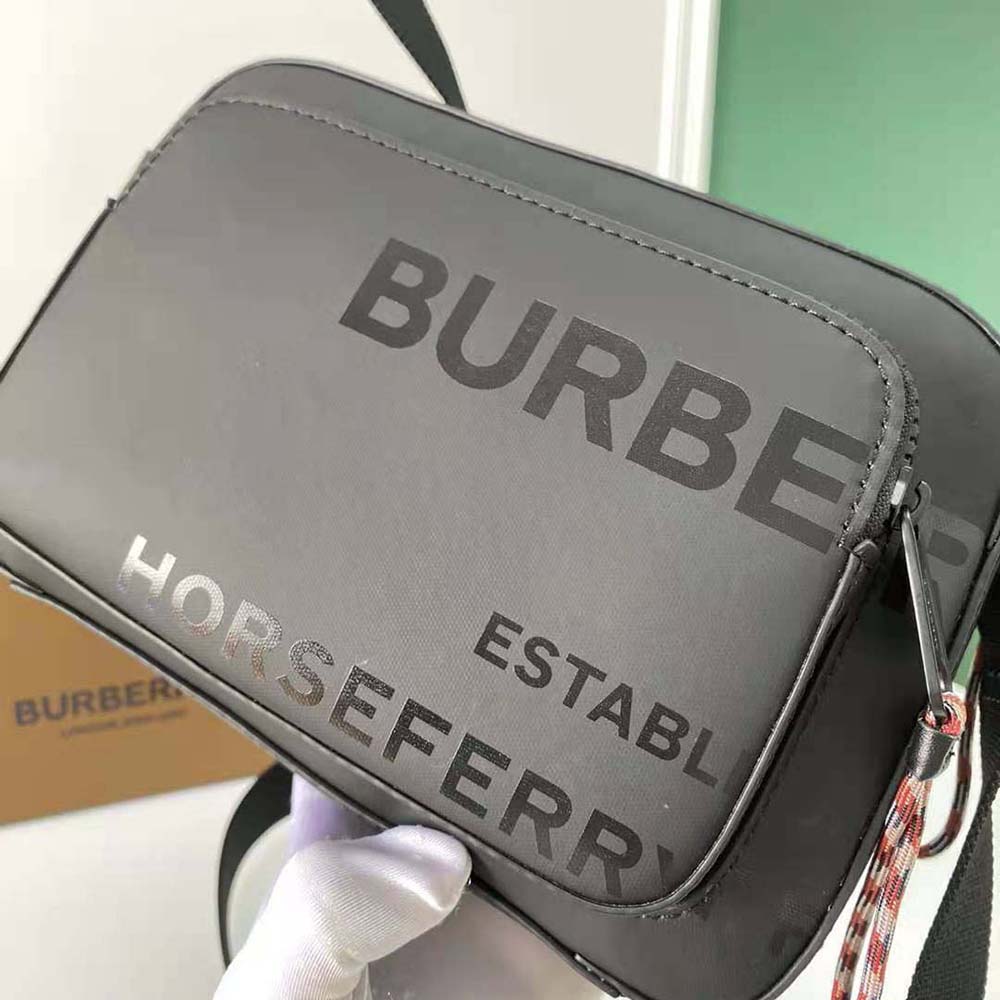 Burberry Men Horseferry Print Nylon Crossbody Bag-Black - image 4