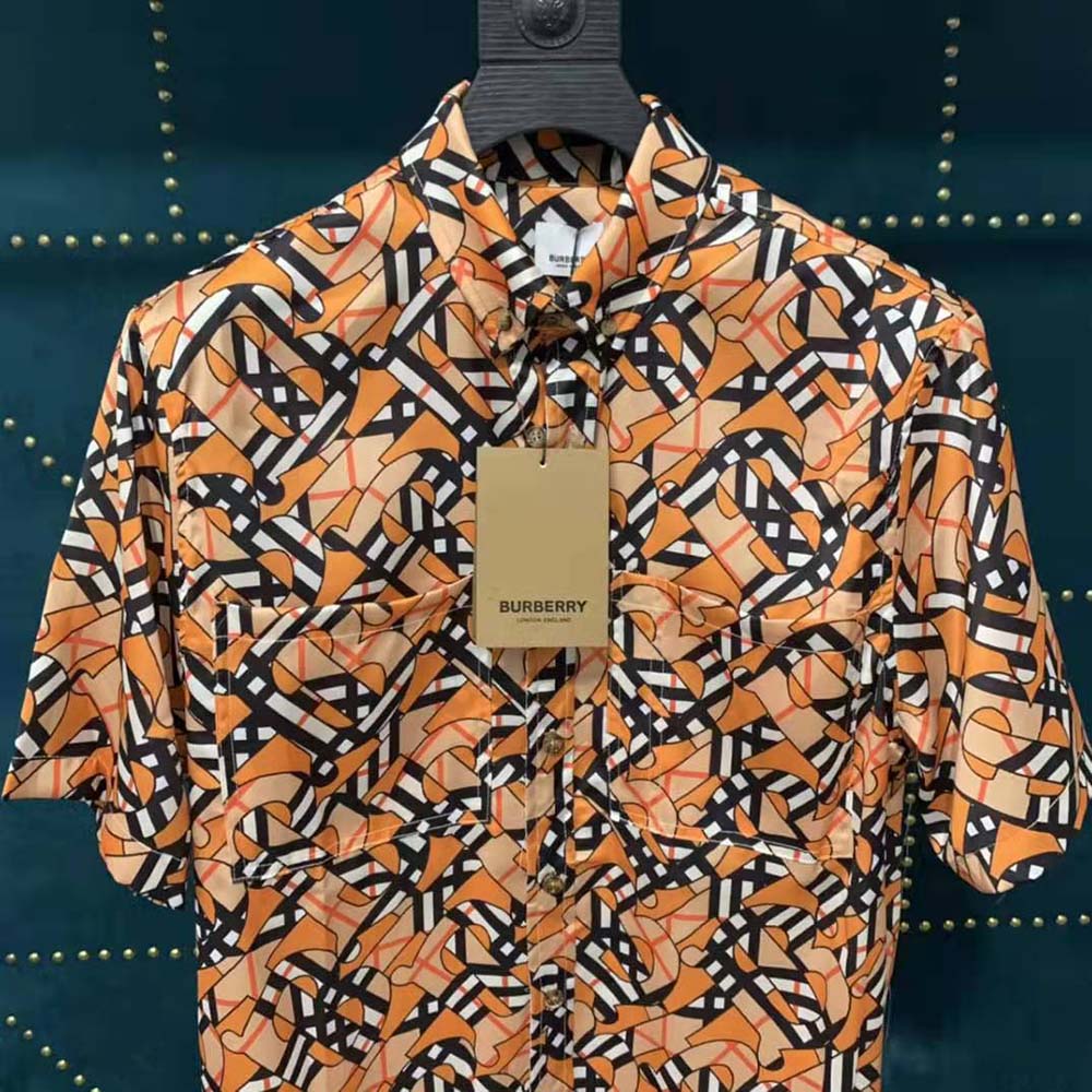 Burberry Men Short-Sleeve Monogram Print Cotton Poplin Shirt - image 4