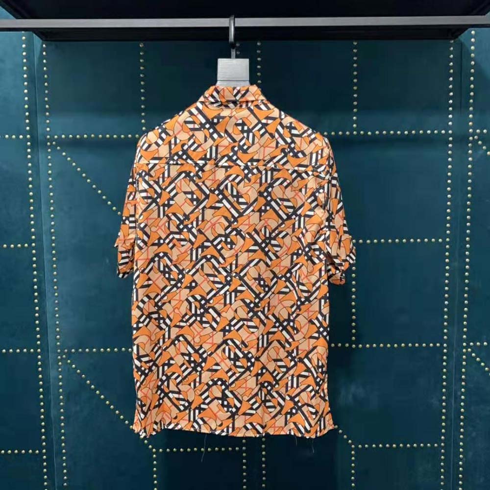 Side angle showing sleeve and button closure of Burberry men’s shirt