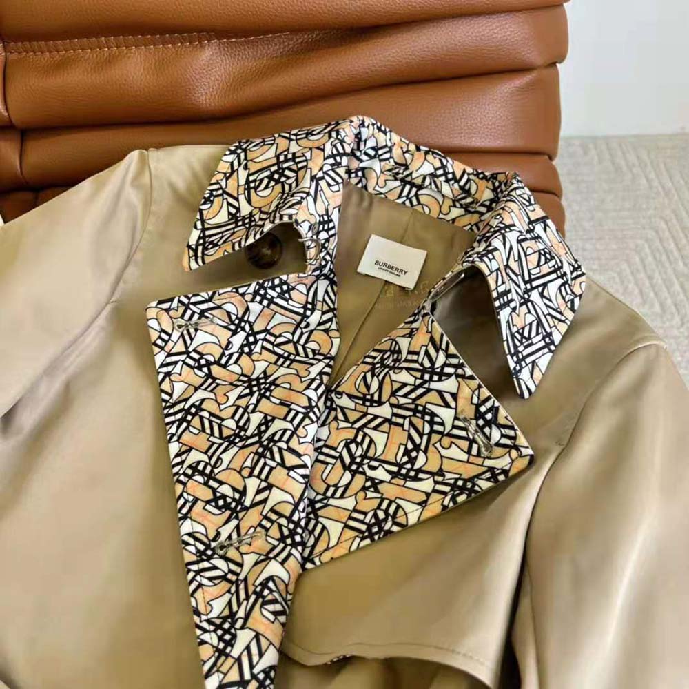 Burberry Women Monogram Print Detail Cotton Gabardine Trench Coat - image 8
