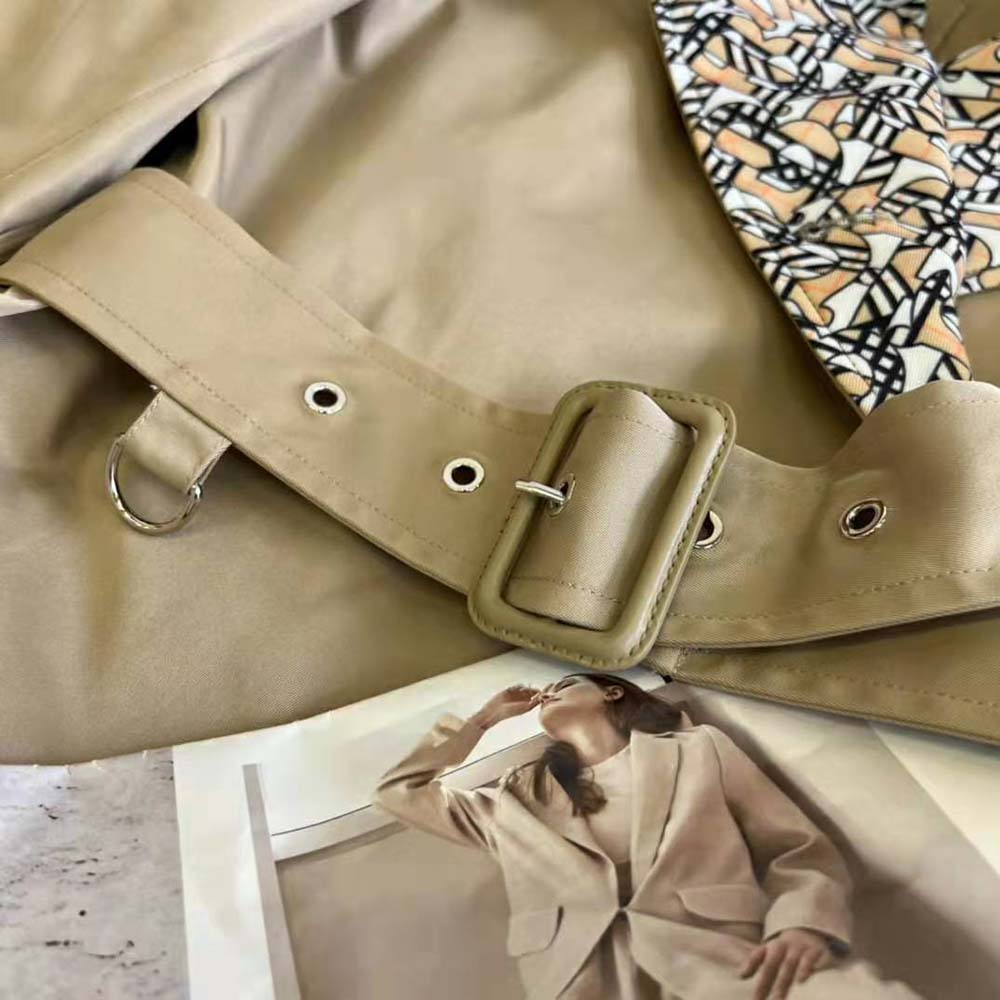 Burberry Women Monogram Print Detail Cotton Gabardine Trench Coat - image 6