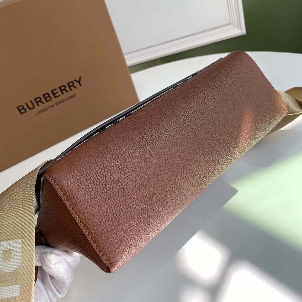 Burberry Women Vintage Check and Leather Note Crossbody Bag-Brown - image 6