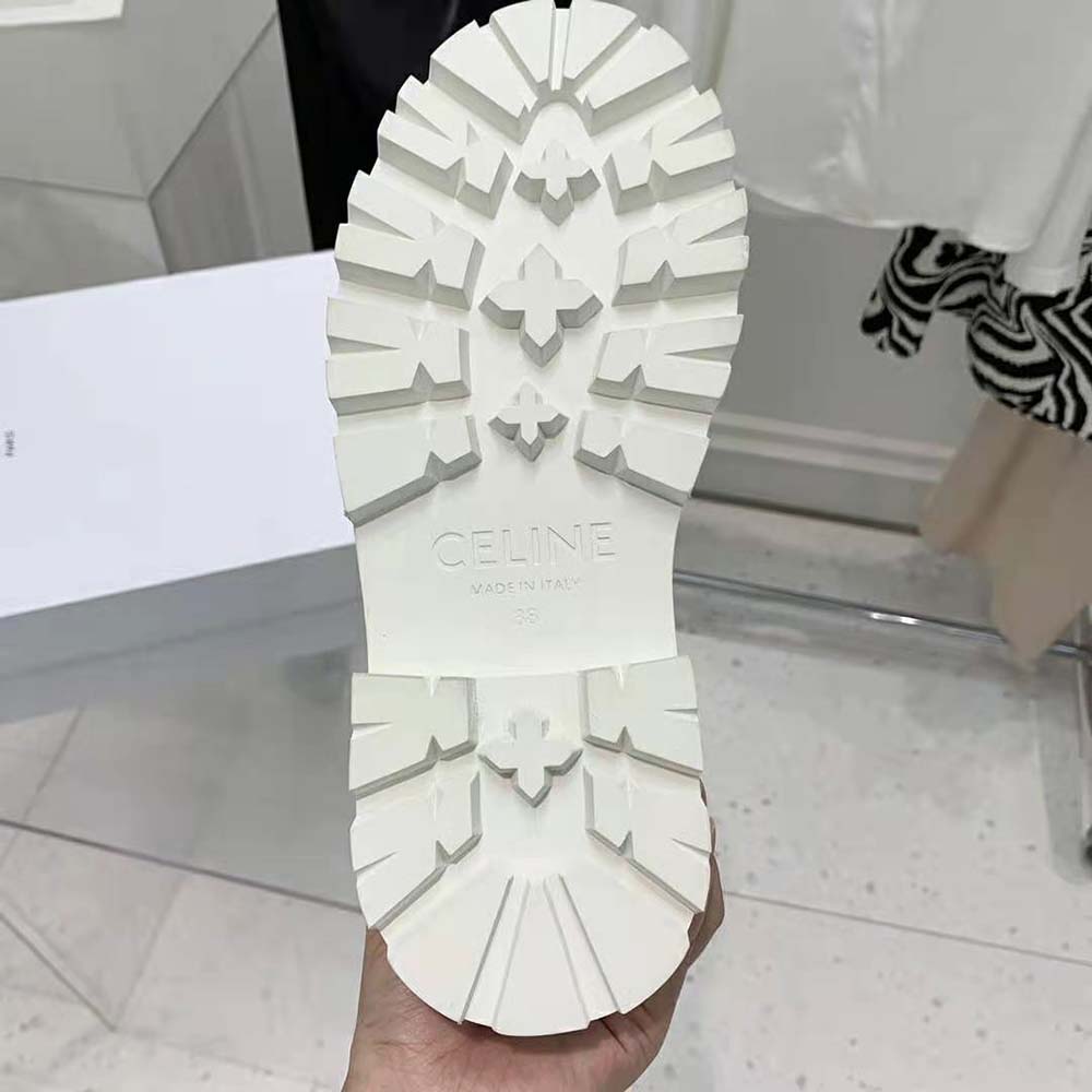 Celine Unisex Bulky Trainer High Sneaker with Velcro in Calfskin-White - image 9