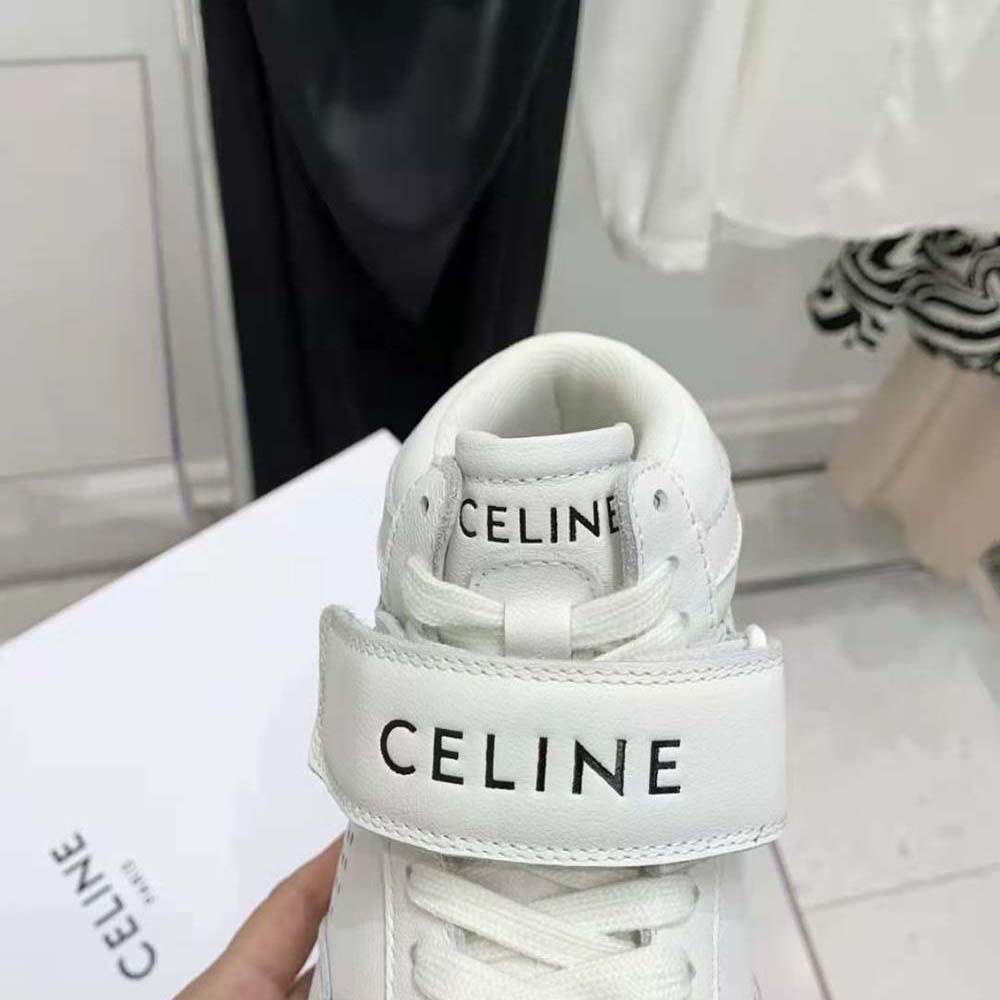 Celine Unisex Bulky Trainer High Sneaker with Velcro in Calfskin-White - image 8