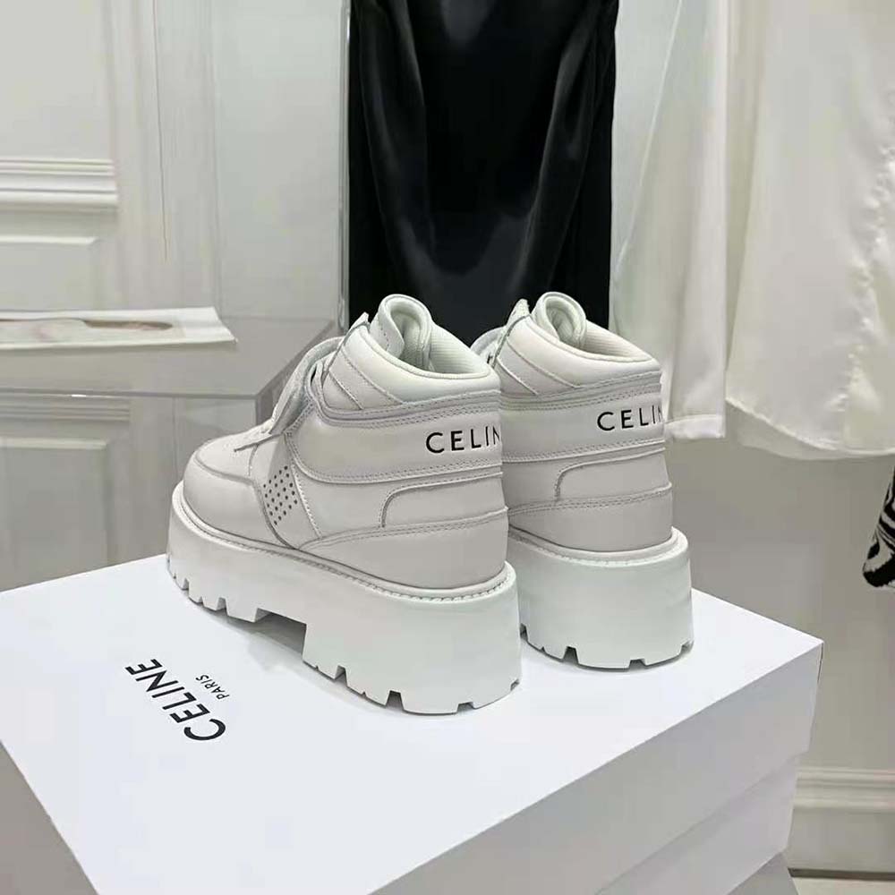 Celine Unisex Bulky Trainer High Sneaker with Velcro in Calfskin-White - image 10