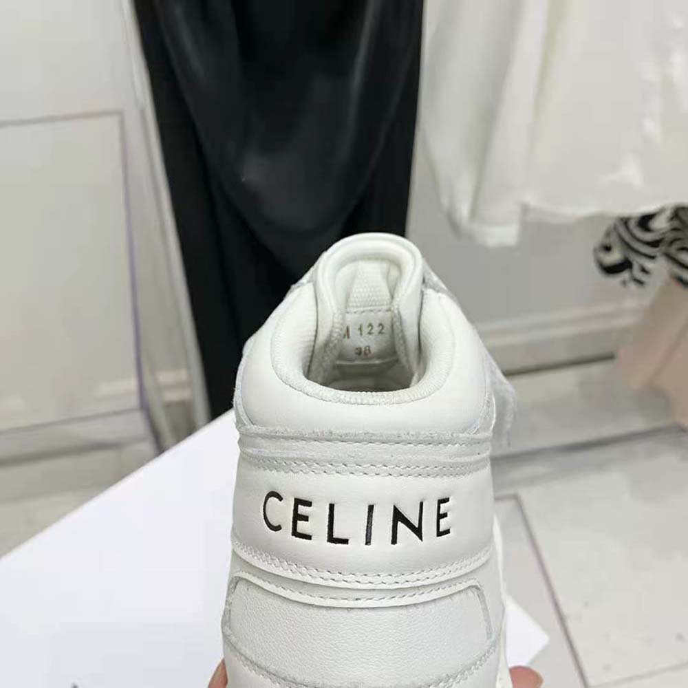 Celine Unisex Bulky Trainer High Sneaker with Velcro in Calfskin-White - image 7