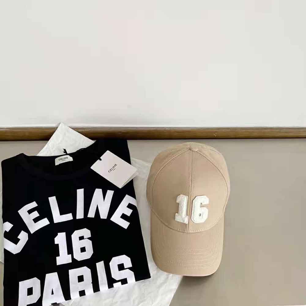 Celine Women 16 Patch Cotton Baseball Cap-Beige - image 4