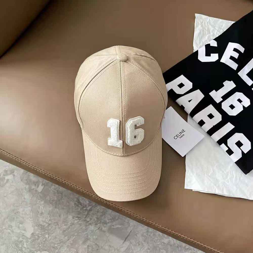 Celine Women 16 Patch Cotton Baseball Cap-Beige - image 6