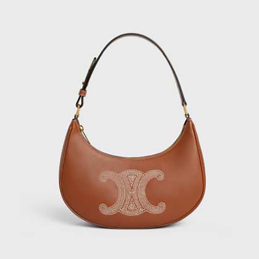 Front view of Celine Women Ava Bag in smooth brown calfskin
