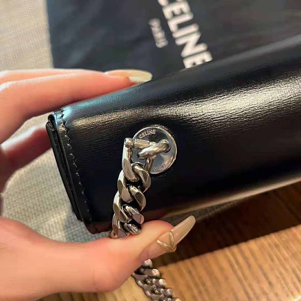 Celine Women Chain Shoulder Bag Triomphe in Shiny Calfskin - image 6