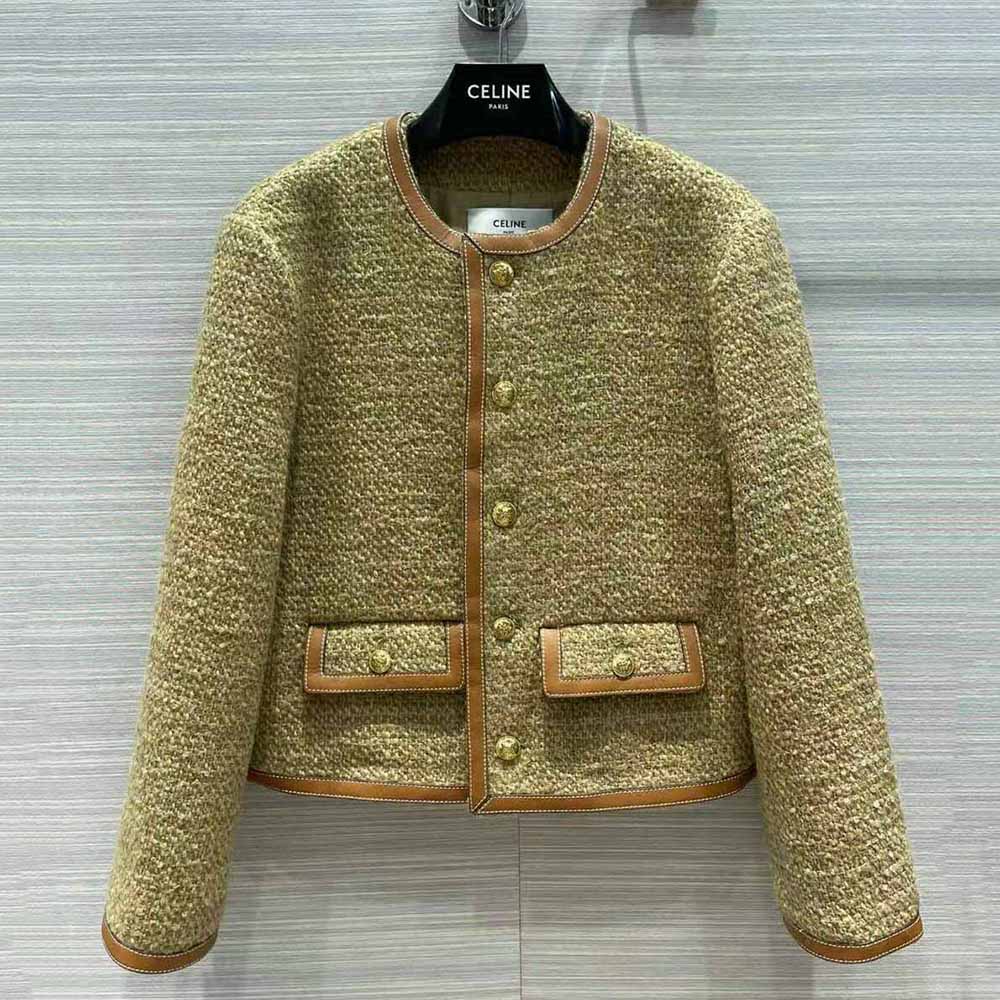 Close-up of Celine Women Chasseur Jacket gold-toned hardware detail