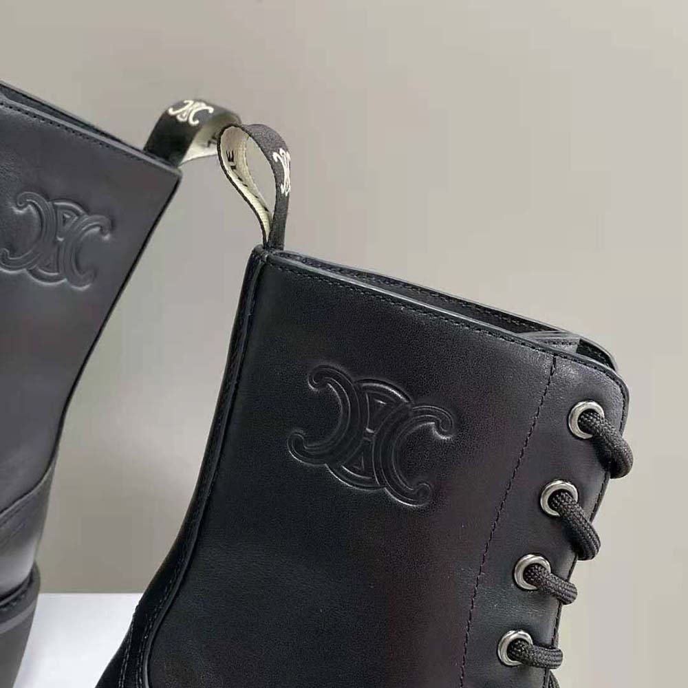 Celine Women Lace-up Boot with Studded Outsole Celine Bulky in Shiny Bull-Black - image 9