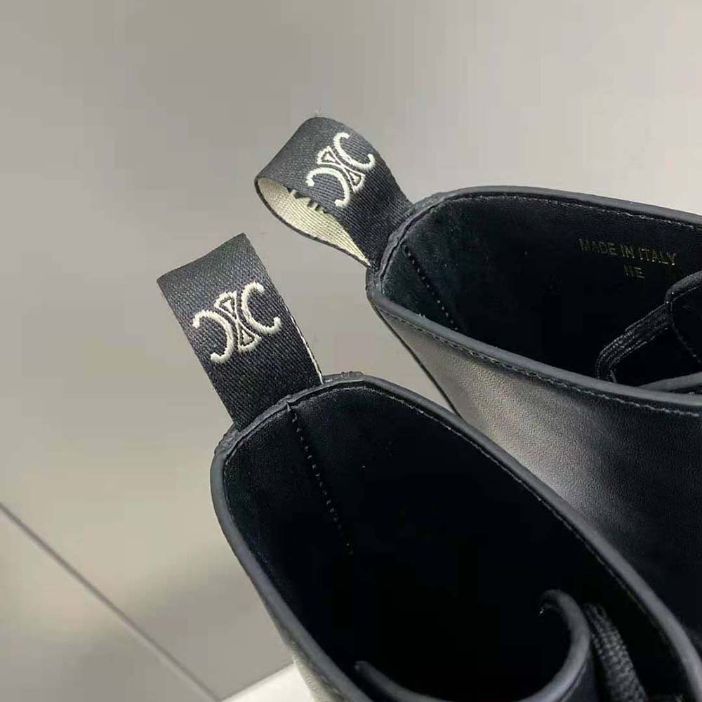 Celine Women Lace-up Boot with Studded Outsole Celine Bulky in Shiny Bull-Black - image 8