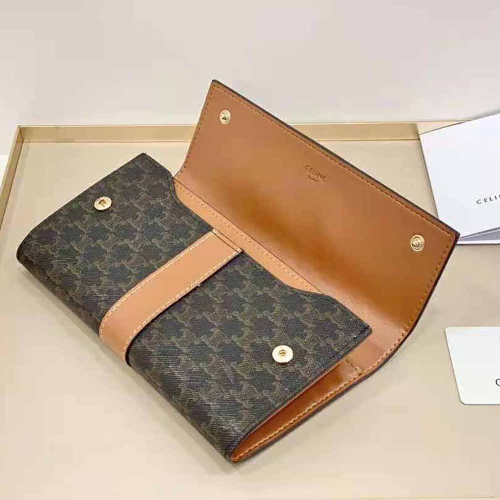 Celine Women Large Flap Wallet in Triomphe Canvas and Lambskin - image 7